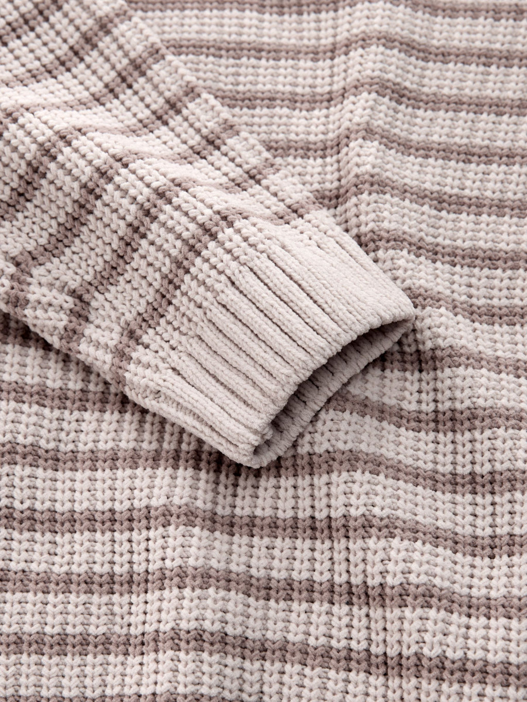 Neutral Chenille Stripe Knitted Crew Neck Jumper (3mths-7yrs)