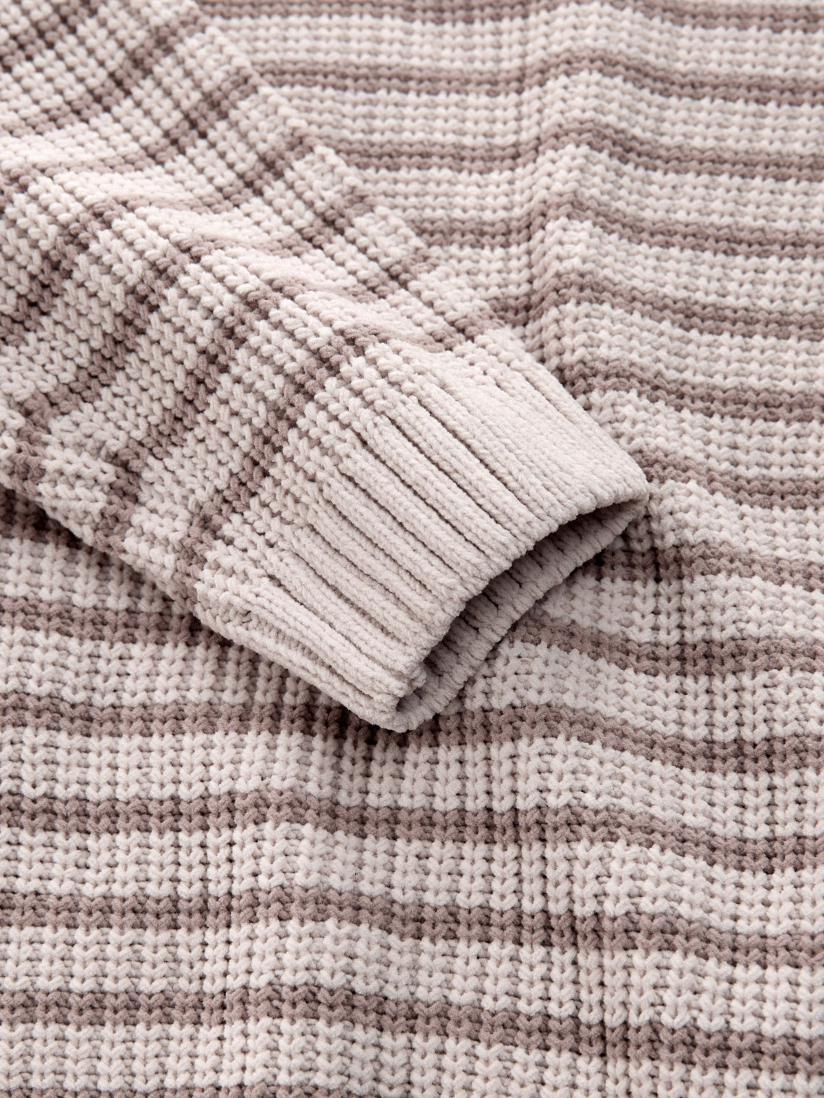 Neutral Chenille Stripe Knitted Crew Neck Jumper (3mths-7yrs)