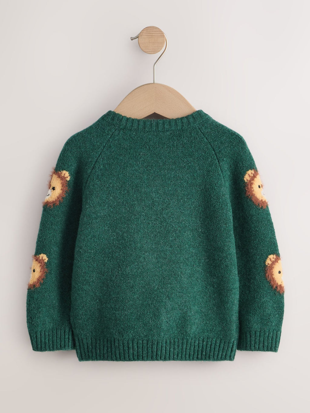 Green Lion All Over Character Knitted Crew Neck Jumper (3mths-7yrs)