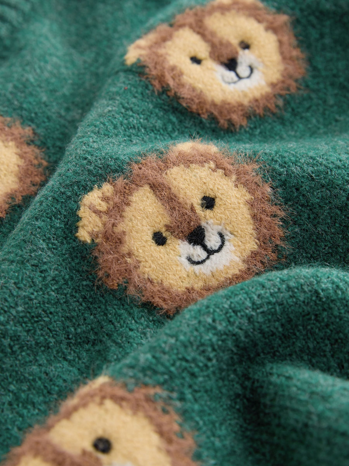 Green Lion All Over Character Knitted Crew Neck Jumper (3mths-7yrs)