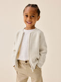 Ecru Textured Zip Up Knitted Bomber Cardigan (3mths-7yrs)