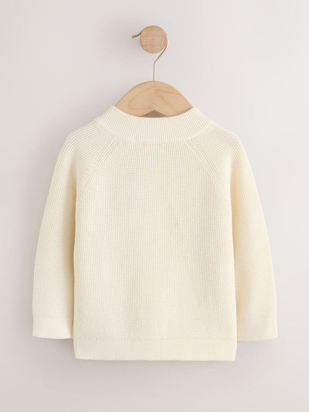 Ecru Textured Zip Up Knitted Bomber Cardigan (3mths-7yrs)
