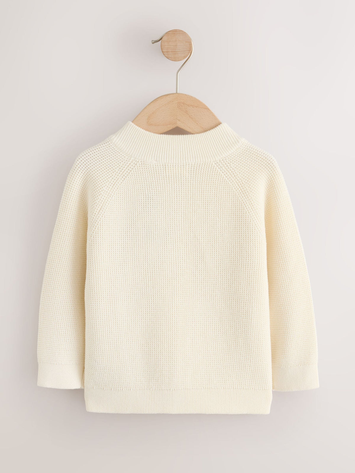 Ecru Textured Zip Up Knitted Bomber Cardigan (3mths-7yrs)