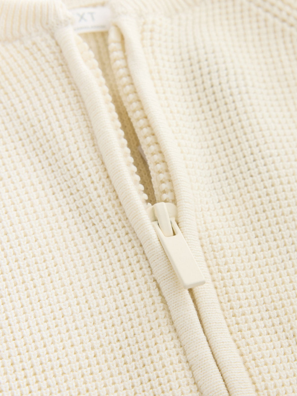 Ecru Textured Zip Up Knitted Bomber Cardigan (3mths-7yrs)