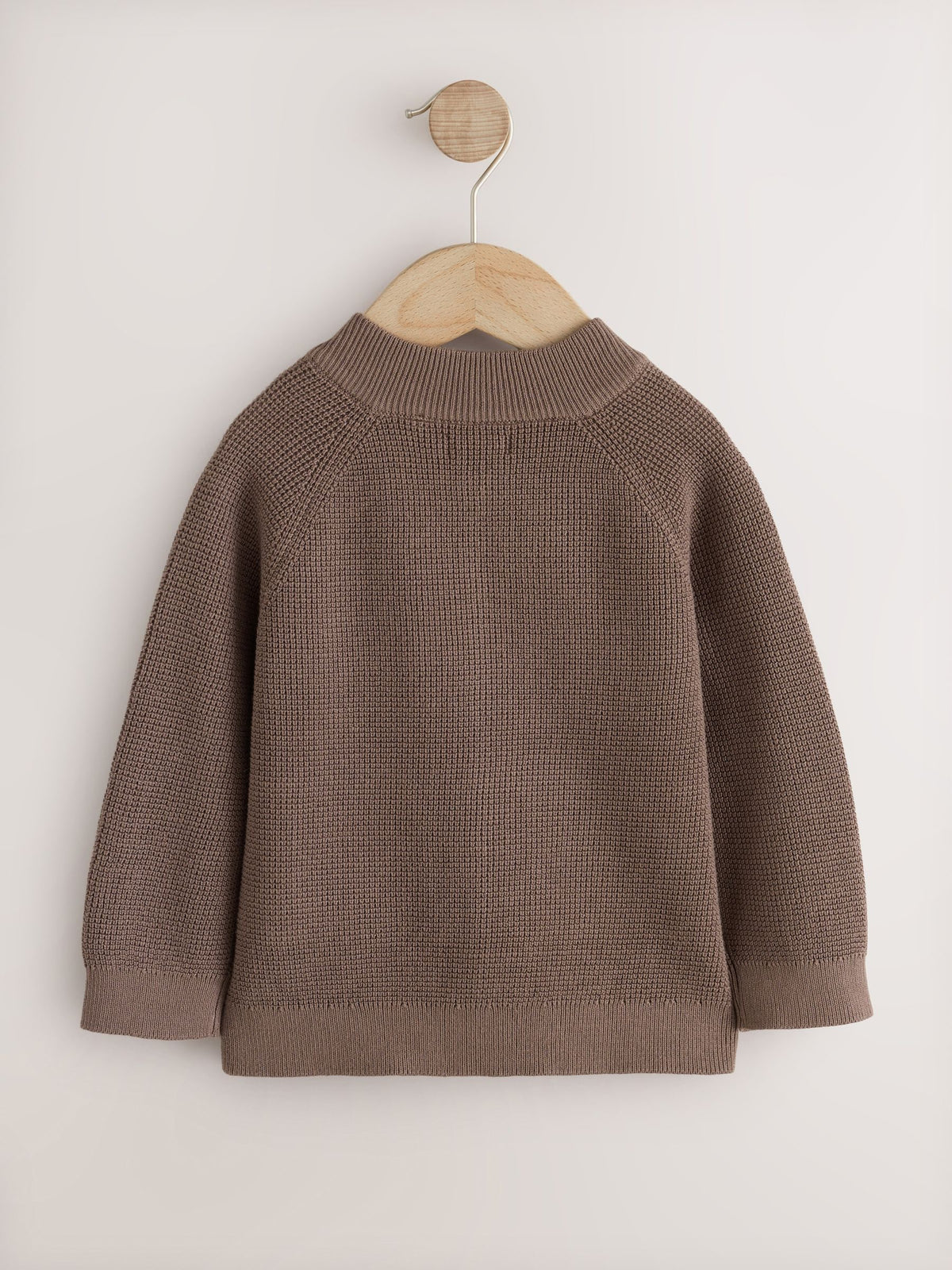 Chocolate Brown Textured Zip Up Knitted Bomber Cardigan (3mths-7yrs)