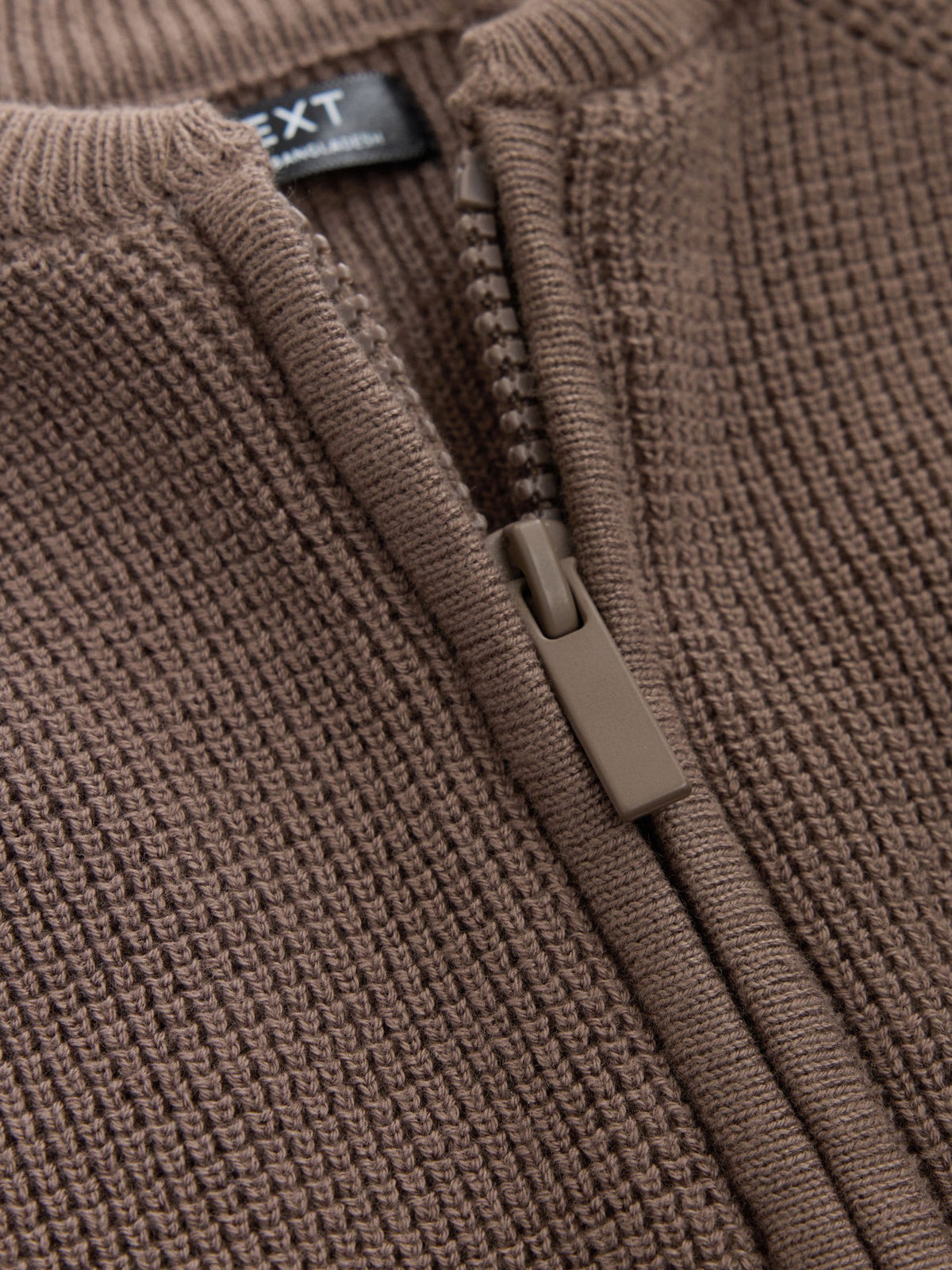 Chocolate Brown Textured Zip Up Knitted Bomber Cardigan (3mths-7yrs)
