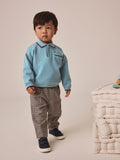 Blue Tipped Knitted Zip Neck Polo Shirt (3mths-7yrs)