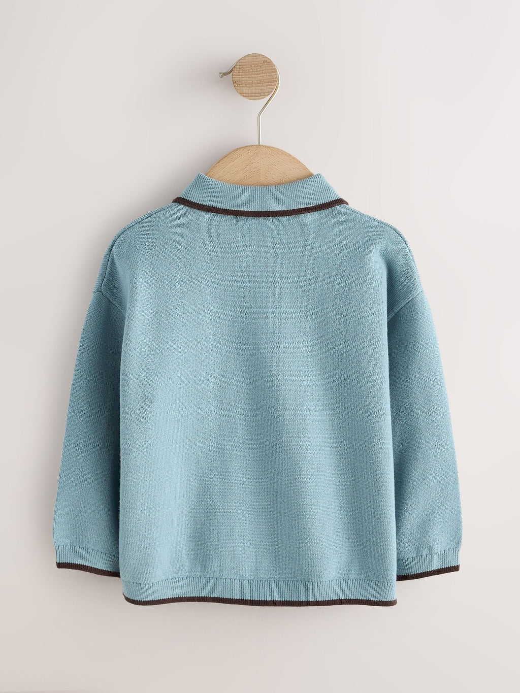 Blue Tipped Knitted Zip Neck Polo Shirt (3mths-7yrs)