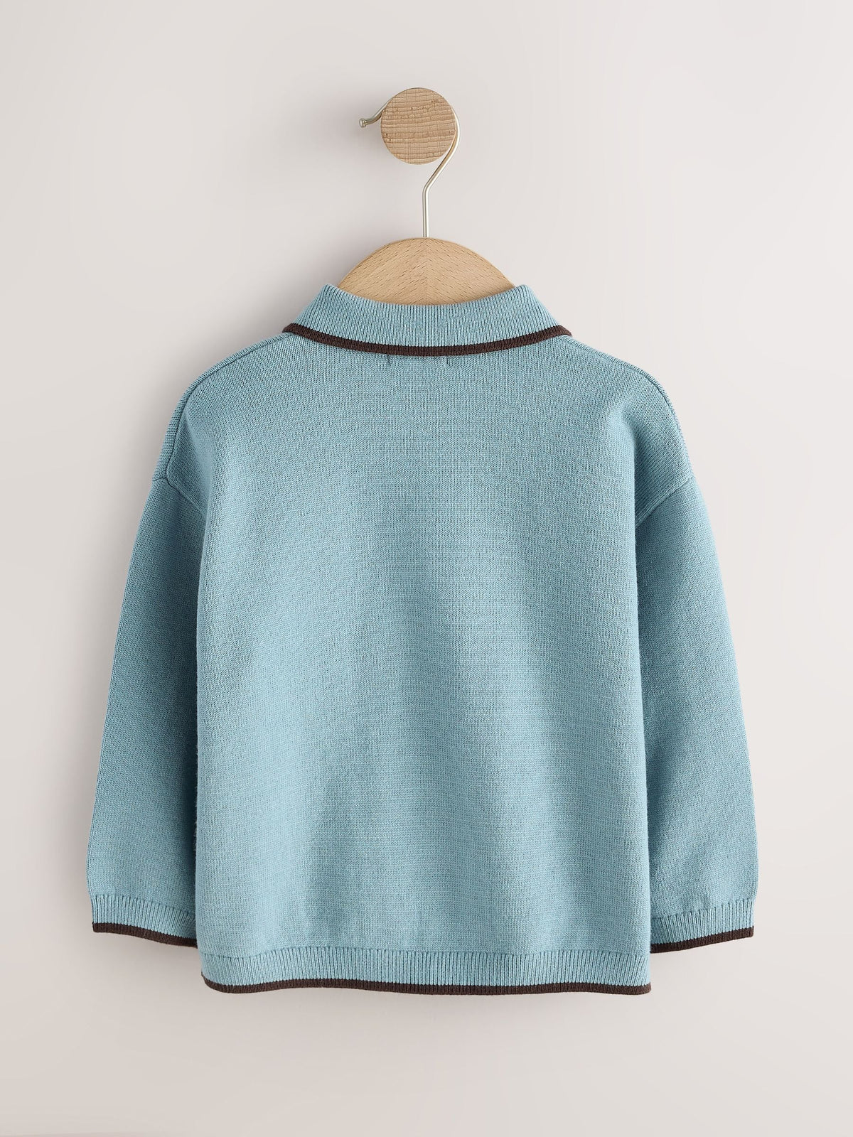 Blue Tipped Knitted Zip Neck Polo Shirt (3mths-7yrs)
