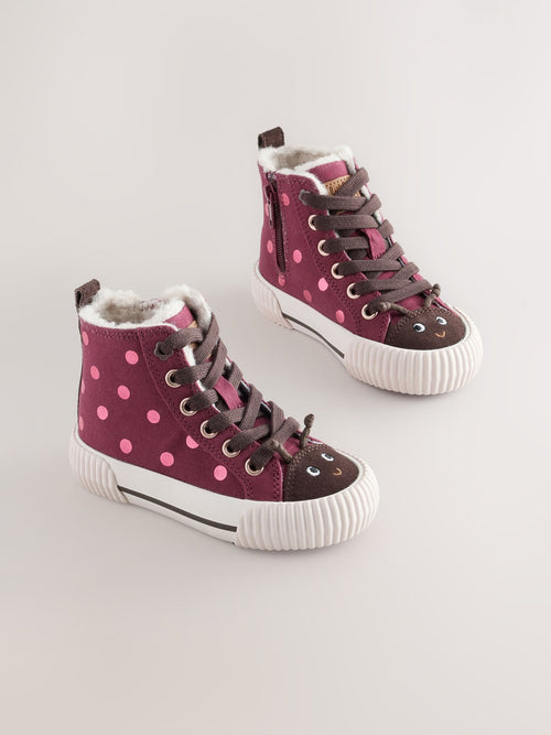 Burgundy Red Ladybird Standard Fit (F) High Top Trainers