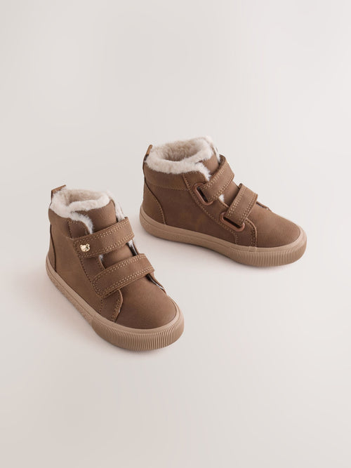 Chocolate Brown Standard Fit (F) Touch Fastening High Top Trainers