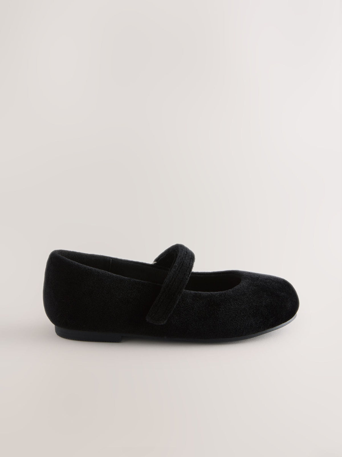Black Velvet Wide Fit (G) Mary Jane Touch Fastening Occasion Shoes