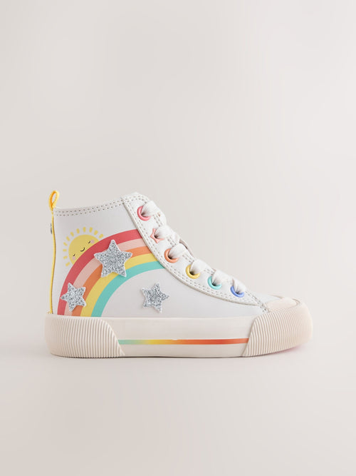 White Rainbow Wide Fit (G) High Top Trainers