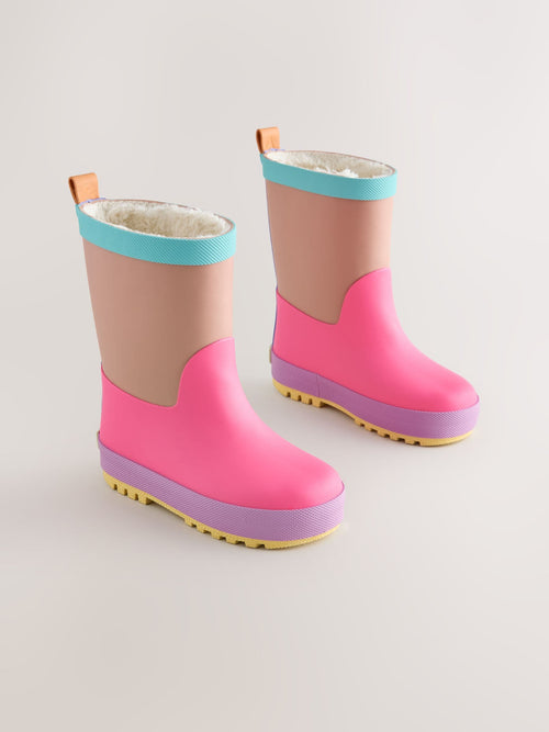 Pink/Brown Colourblock Wellies
