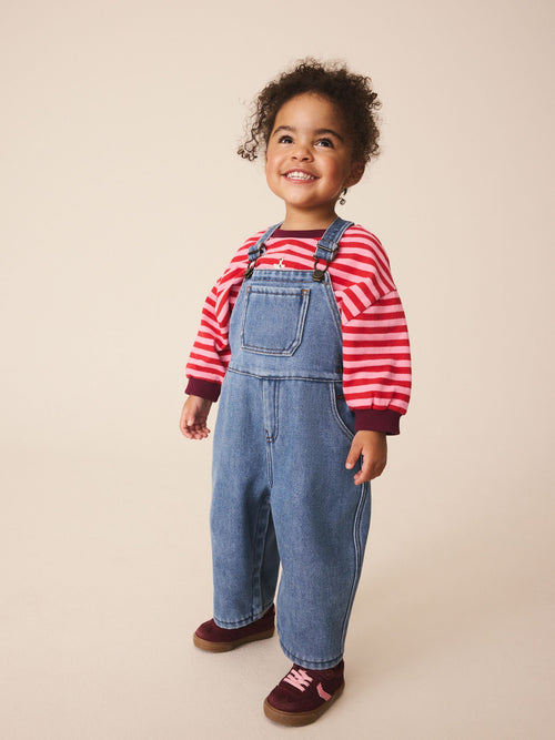 Dark Blue Denim Cosy Fleece Lined Dungarees (3mths-7yrs)