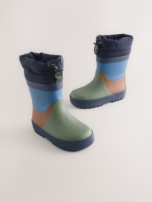 Navy Colourblock Cuff Wellies