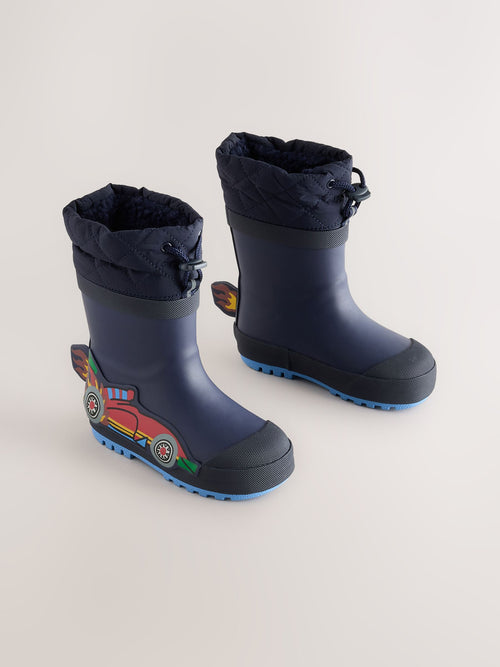 Navy Car Cuff Wellies