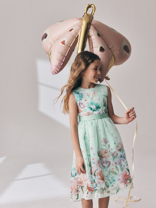 Green Floral Prom Dress (3-16yrs)