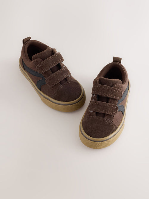 Chocolate Brown Wide Fit (G) Touch Fastening Trainers
