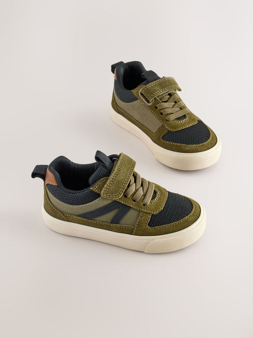 Green Standard Fit (F) Touch Fastening Elastic Lace Trainers