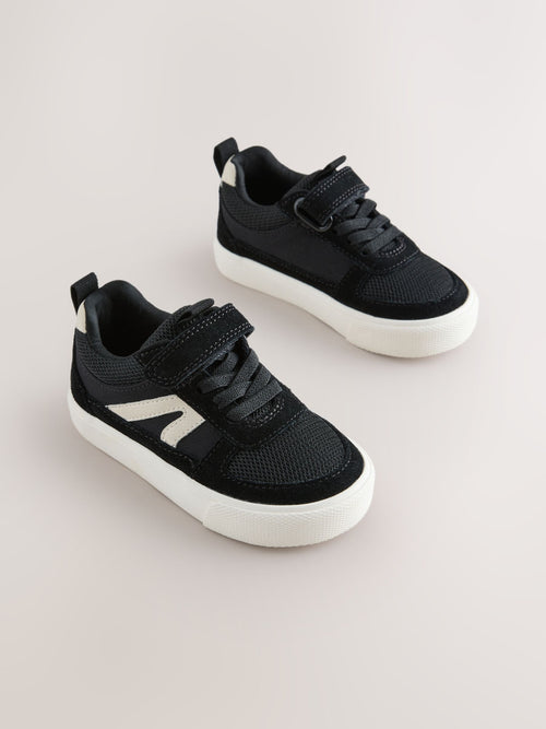 Black Standard Fit (F) Touch Fastening Elastic Lace Trainers
