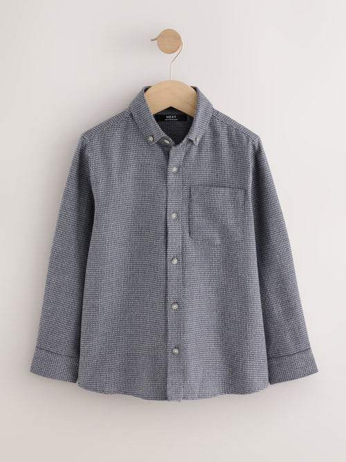 Charcoal Grey Micro Check Long Sleeve Textured Shirt (3-16yrs)