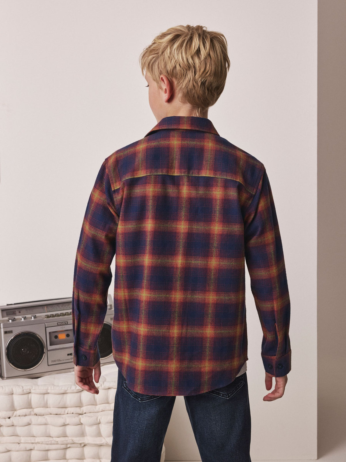 Burnt Orange Check Long Sleeve Check Shirt (3-16yrs)