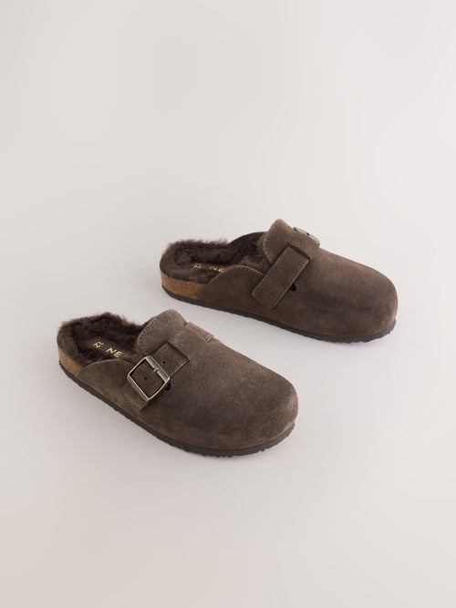 Chocolate Brown Suede Standard Fit (F) Slip-Ons Clogs