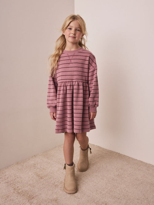 Pink Stripe Cosy Rib Jumper Dress (3-16yrs)