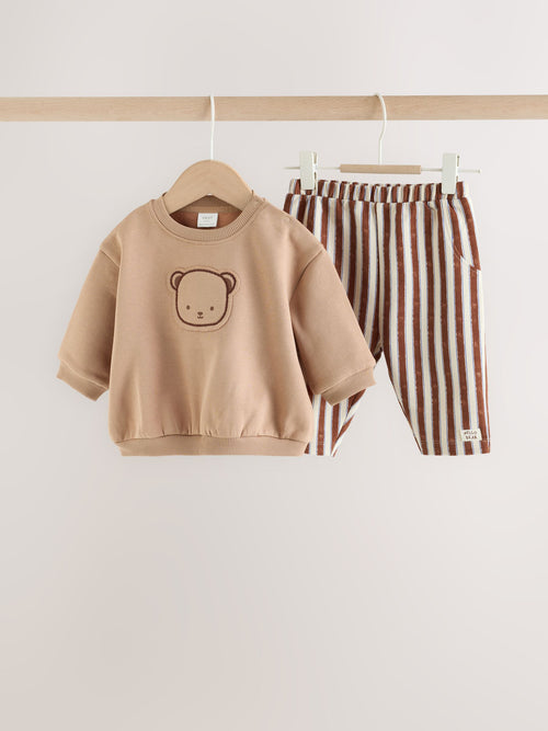 Chocolate Brown Bear Sweat Top and Trousers Baby Set (0mths-2yrs)