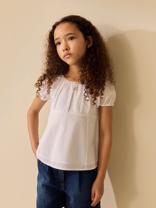 White Short Sleeve Blouse (3-16yrs)