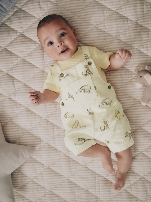 Neutral Winnie The Pooh Baby Dungaree and Bodysuit Set (0mths-2yrs)
