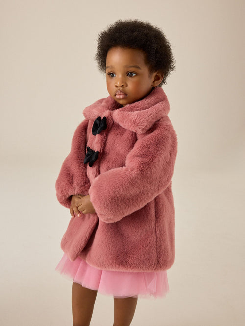 Pink Skirted Faux Fur Coat (12mths-7yrs)