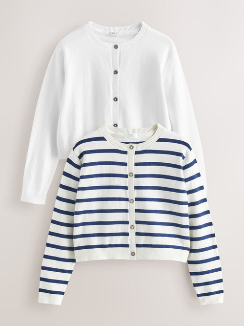 Stripe/Plain Cardigans 2 Pack (3-16yrs)