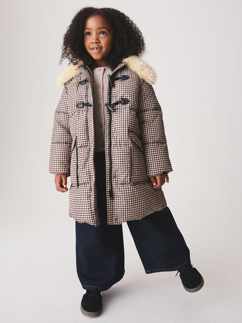 Neutral Check Padded Duffle Coat (3-16yrs)