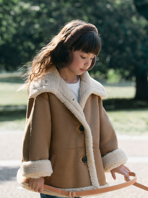 Neutral Faux Shearling Coat (3-16yrs)