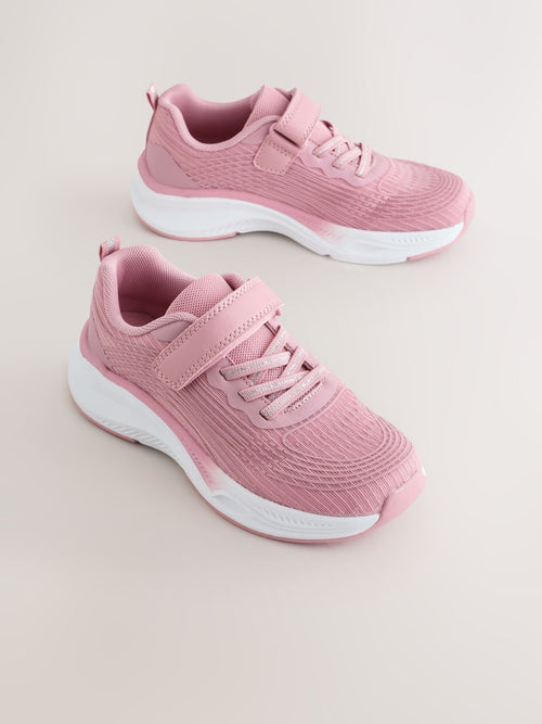 Pink Wide Fit (G) Elastic Lace-Up Trainers
