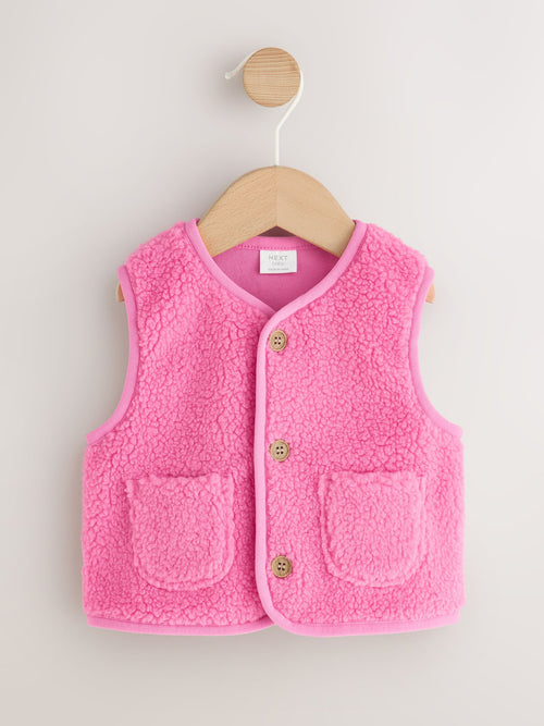 Pink Borg Baby Gilet Jacket (0mths-2yrs)