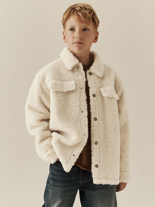 Ecru Borg Fleece Shacket (3-16yrs)