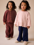 Neutral Pink Ribbed Peplum Tops 3 Pack (3mths-7yrs)