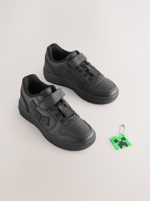 Black Minecraft Touch Fastening Elastic Lace School Shoes