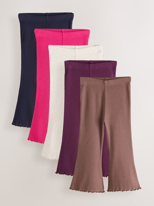 Berry Red Ribbed Flare Leggings 5 Pack (3mths-7yrs)