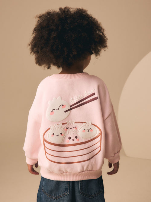 Light Pink Bao Buns Crew Neck Sweatshirt (3mths-7yrs)