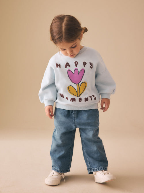 Light Blue Happy Moments Crew Neck Sweatshirt (3mths-7yrs)