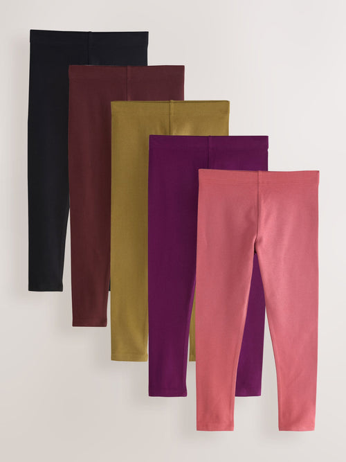 Brown/Khaki/Berry Leggings 5 Pack (3-16yrs)