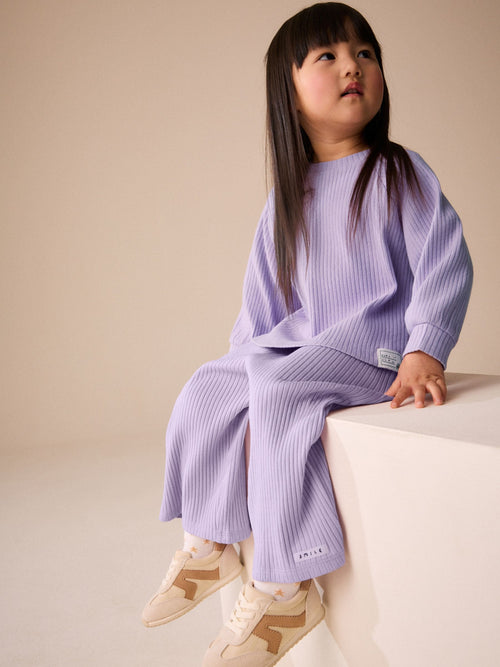 Lilac Long Sleeve Ribbed Raglan Top (3mths-7yrs)
