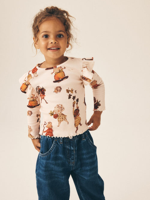 Cream Autumn Girls Rib Long Sleeve T-Shirt (3mths-7yrs)