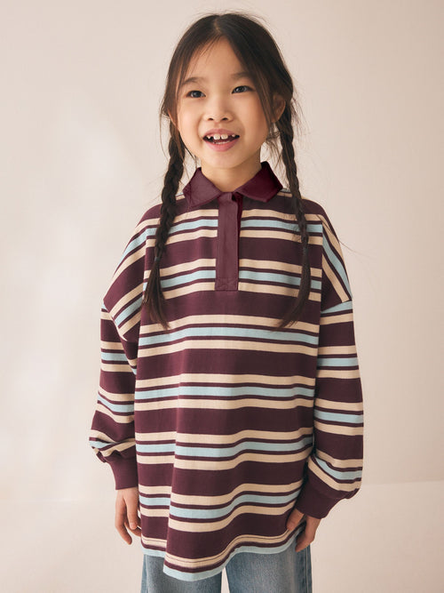 Chocolate Brown Stripe Long Sleeve Rugby Top (3-16yrs)
