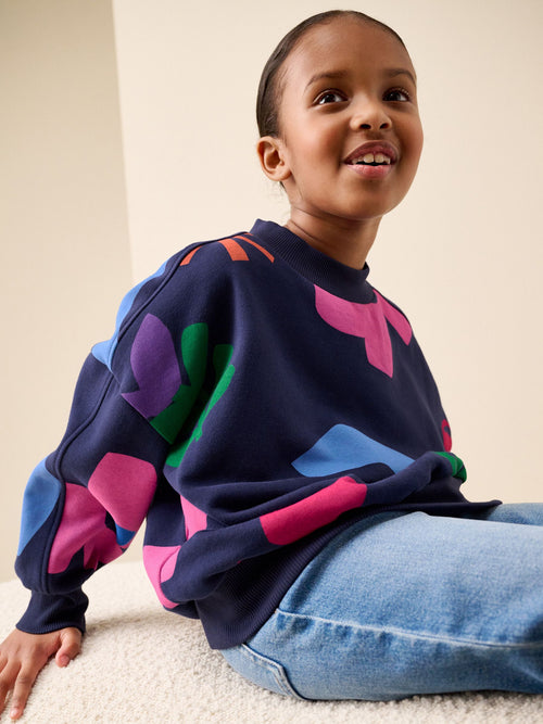Navy Print Sweatshirt (3-16yrs)