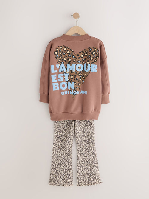 Animal Print Sweatshirt and Flare Leggings Set (3-16yrs)